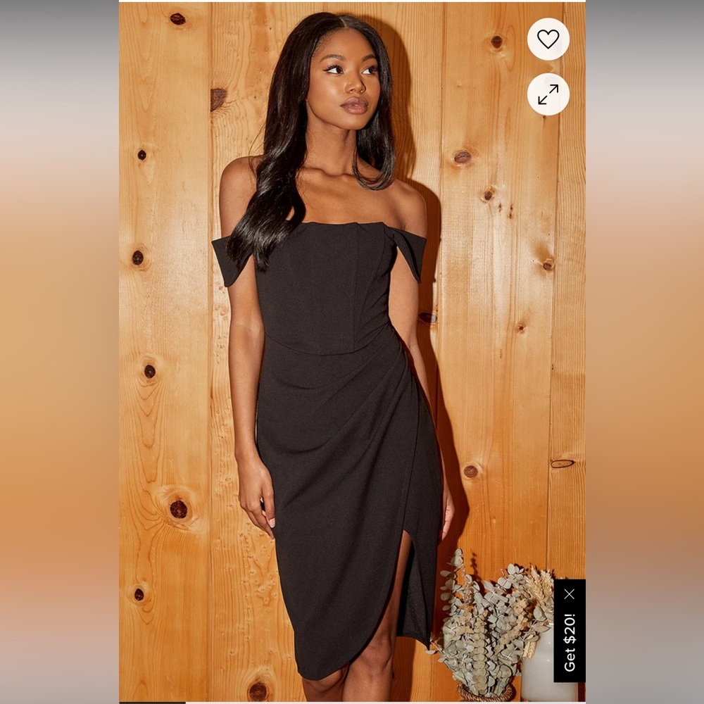 Black Off the Shoulder Midi Dress NWT
